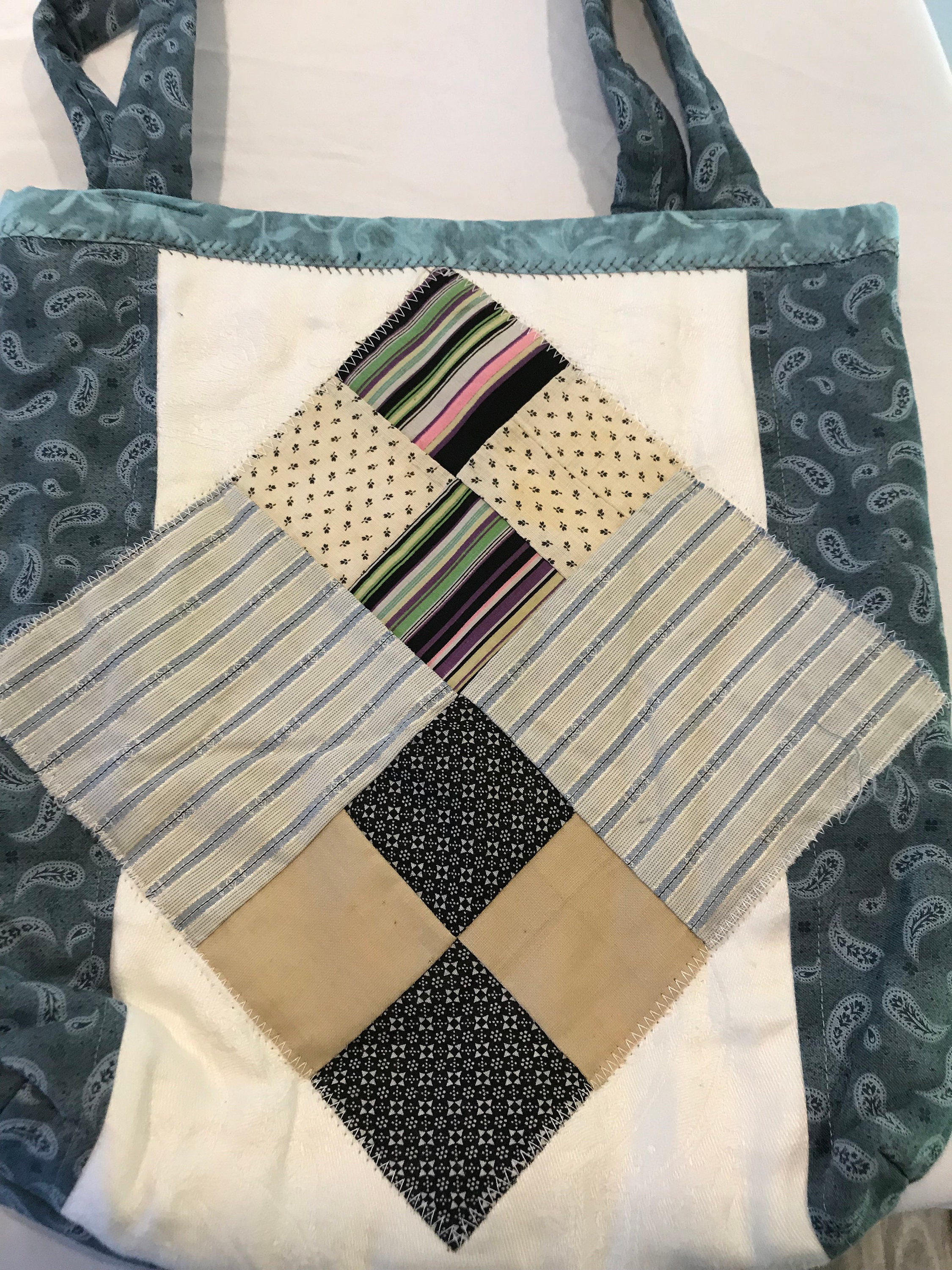 Easy Quilt Block Tote Bag SEWING PATTERN, Project Bag, Knitting Bag, Pockets,good Beginner