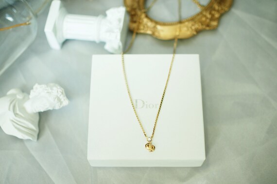 Authentic Christian Dior gold cd logo necklace , C