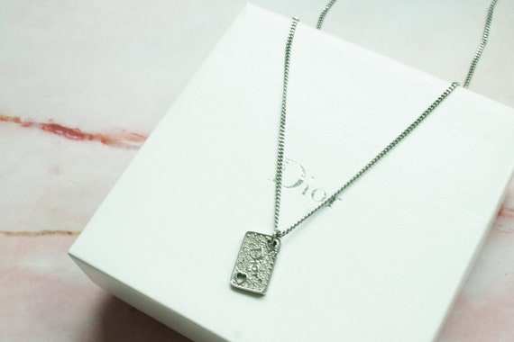 Authentic Christian Dior logo silver necklace dior