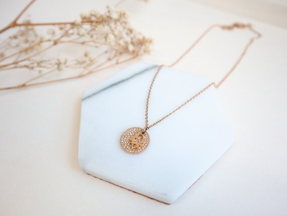 Authentic Christian Dior circle shaped gold neckla