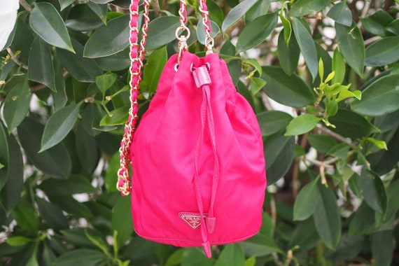 Authentic Prada Pink Nylon Tessuto Small Bucket Dr