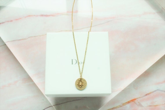 Authentic Christian Dior circle shaped gold neckla