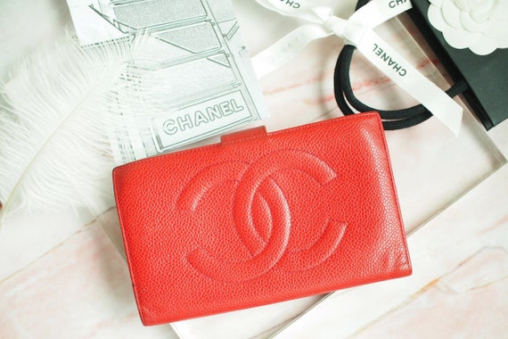 Authentic Chanel red caviar wallet , Chanel wallet