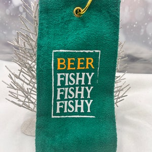 Born to Fish Forced to Work Fishing Towel With Grommet and Crabaners Clip.  Towel is Cotton 16 X 28. Great Birthday or Christmas Gift -  Australia