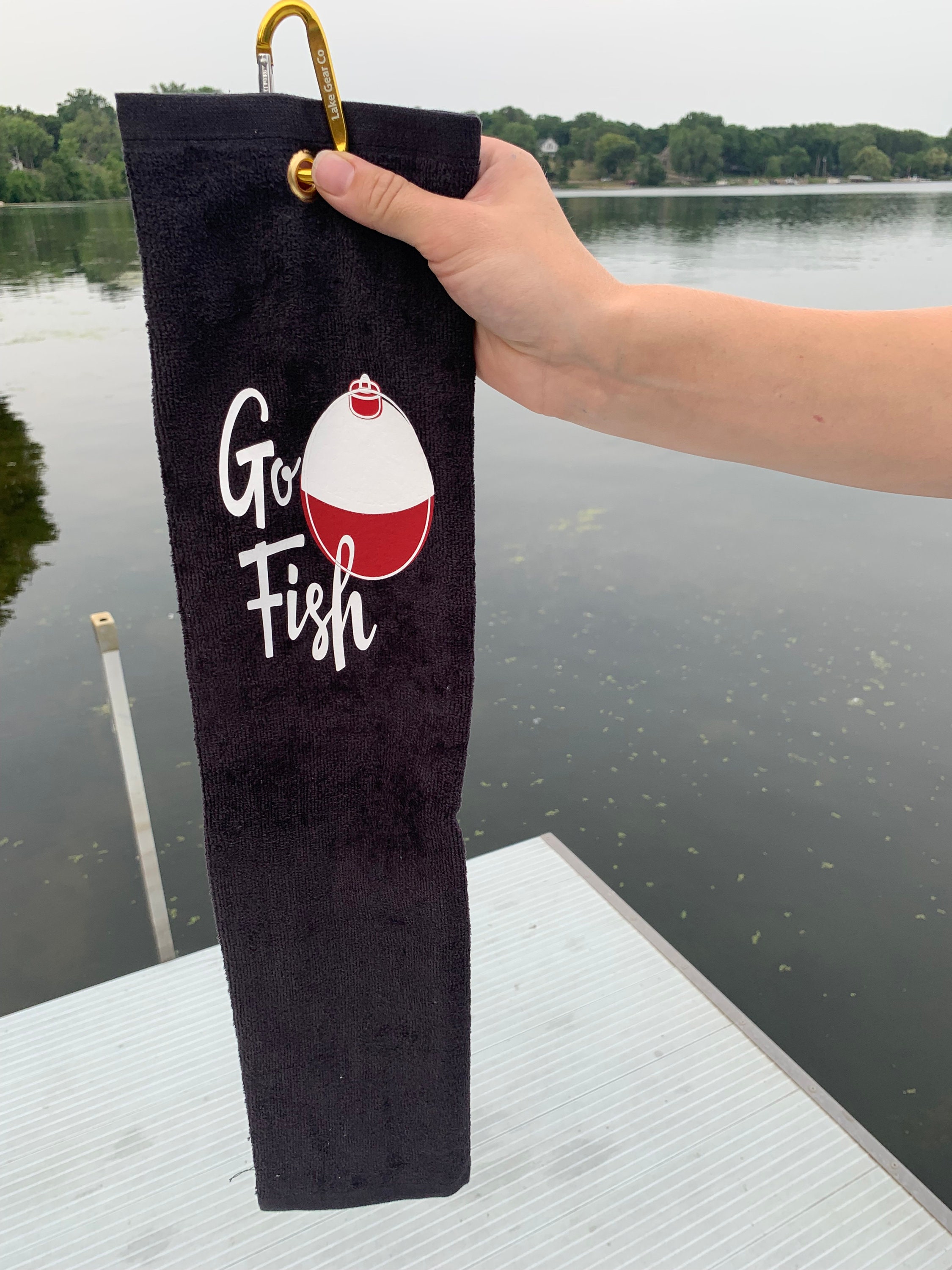 Go Fish Towel Quality Fishing Towel With Grommet and Custom Lake Gear Co  Clip Great for Father's Day, Birthday or Christmas 