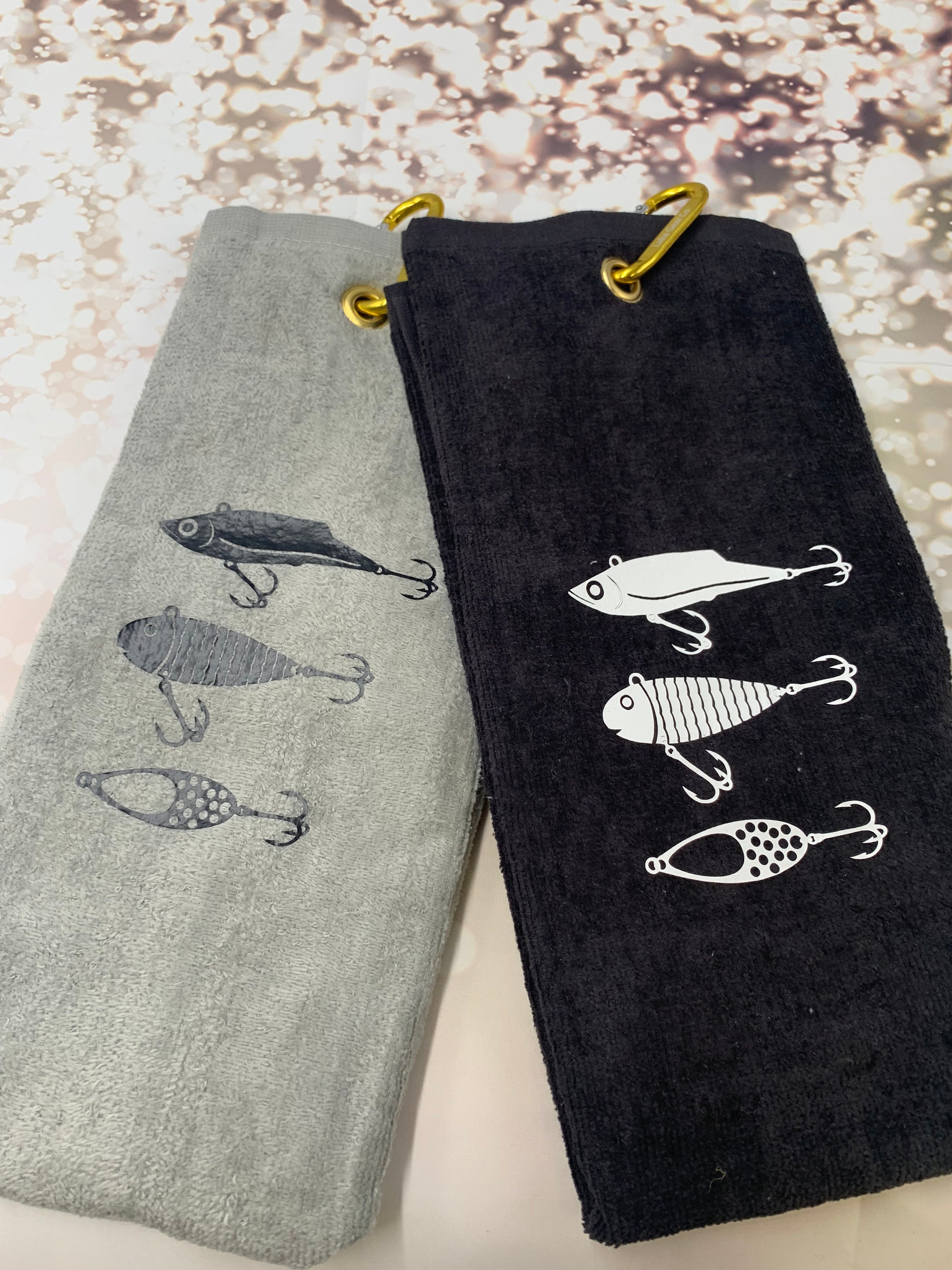 Unique Fishing Towel, Black Fishing Towel, Fishing Towel With Clip
