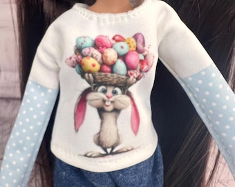 Blythe spring Easter shirt with extra long printed sleeves