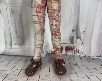 Blythe map leggings of France and surrounding area, doll tights