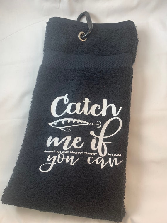 Fishing Towel, Great Birthday or Christmas Gift 16 X 28 Inches With Grommet  and Crabiners Clip Hook 