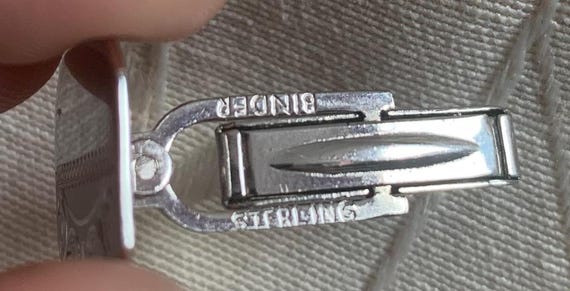 Vintage Sterling Silver Engraved Cufflink Set - S… - image 4
