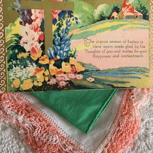 Vintage Gilt Accented Easter Wish Postcard Colorful Vintage Easter Postcard/Vintage Easter Ephemera/Multi-Colored Old Easter Wishes Postcard