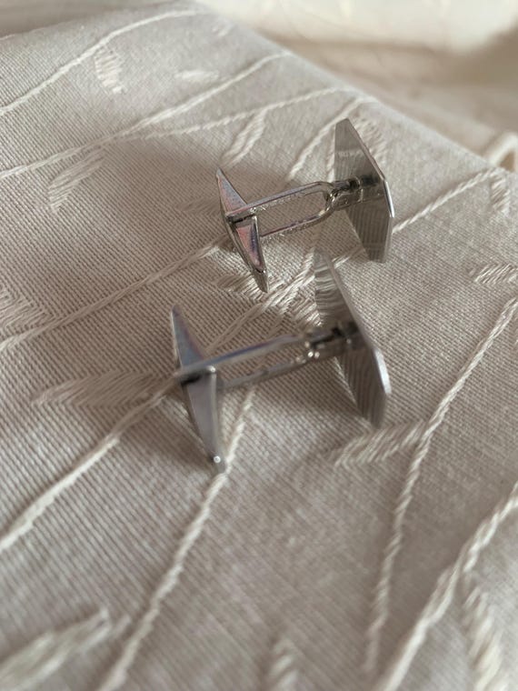 Vintage Sterling Silver Engraved Cufflink Set - S… - image 6