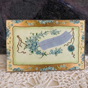 Vintage Embossed Forget Me knot Blue Flower/ Gilt Accented Postcards/ Vintage Postcards/ Vintage Ephemera/ 1912 Gilt Blue Floral Postcards