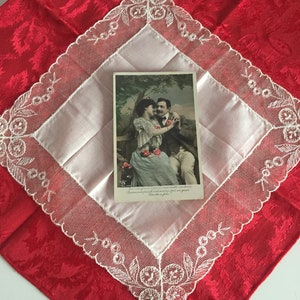 Vintage French Valentine Card/ Vintage Couples Romantic Postcard/ Courting Couple Postcard / Foreign French Postcard /