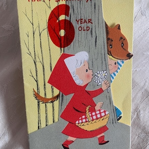 Children's Colorful Bright Red/Yellow Birthday Card/ Old Children's Birthday Cards/ Vintage Carlton Children's Birthday Card
