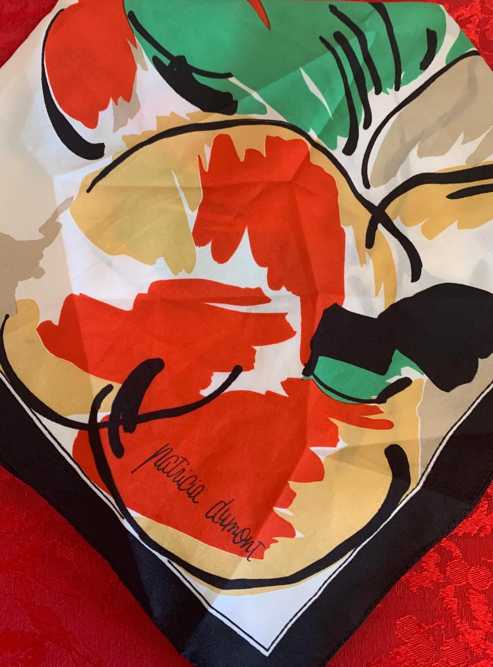 Patricia Dumont Abstract Floral Scarf: Bold Modernist Print, Made
