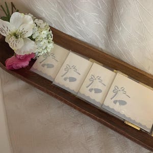 Vintage Rectangle Hallmark Beige Wedding Bell With Silver Accented Place Card Set /Vintage Wedding Place Card Sets /