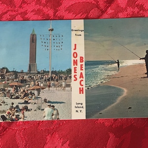 Vintage Split Beach Long Island Postcard/Jones Beach Long Island/Color Beach Glossy Postcard /Tourist Beach Postcard/ Travel Postcards