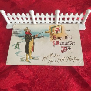 Vintage Best Wishes/Happy New Year Postcard/Colored Old Fashioned Postcard/Happy New Year Postcard/Vintage Ephemera/Old Postcards 1900