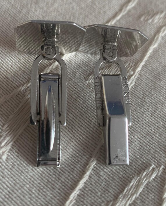 Vintage Sterling Silver Engraved Cufflink Set - S… - image 3