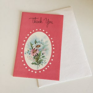 Vintage Floral Mini Thank You Blank Card / Mini Thank You Cards / Vintage Thank You Card Ephemera/ Gilt Accented Mini Thank You Single Card