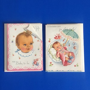 Vintage 2 Lot of Mini Baby Shower Vintage Ephemera/ Vintage Welcoming Baby/ Baby Arrival/Newborn Baby/ Blank Vintage Small Blank Cards