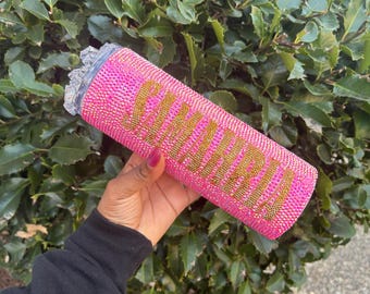 Gem-Studded Tumbler with Custom Name - Unique Handmade Design