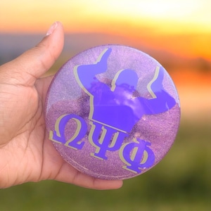 Unique Omega Psi Phi Fraternity Resin Coaster - Greek Life Decor