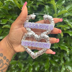 Personalized Bamboo Earrings with Custom Name - Perfect for Freaknik Style