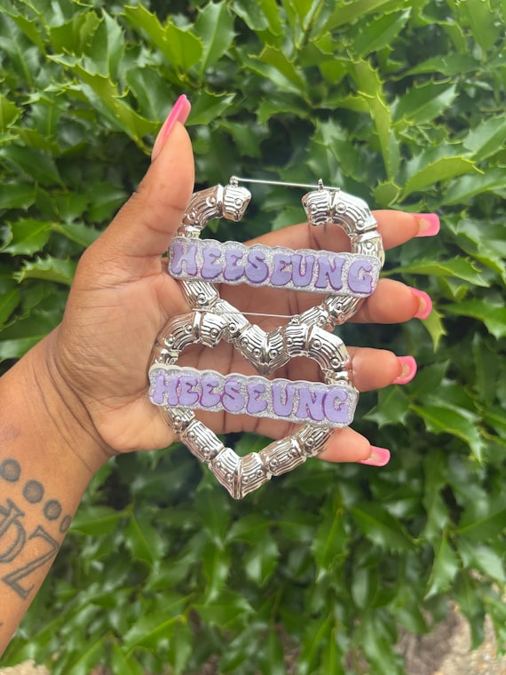 Personalized Bamboo Hoop Earrings: Custom Name Freaknik Style