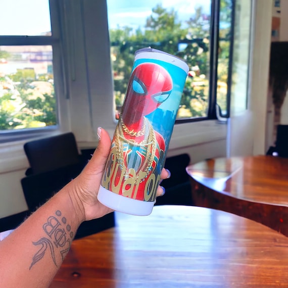 Handcrafted Spiderman Tumbler Cup: Customizable Epoxy Resin Seal