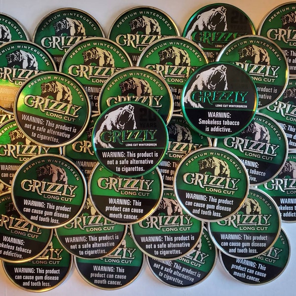 50 Grizzly Premium Wintergreen Long Cut Lids