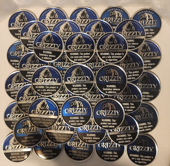 grizzly tobacco merchandise 50 Premium Mint Long Cut Lids Grizzly It's That Good Patch