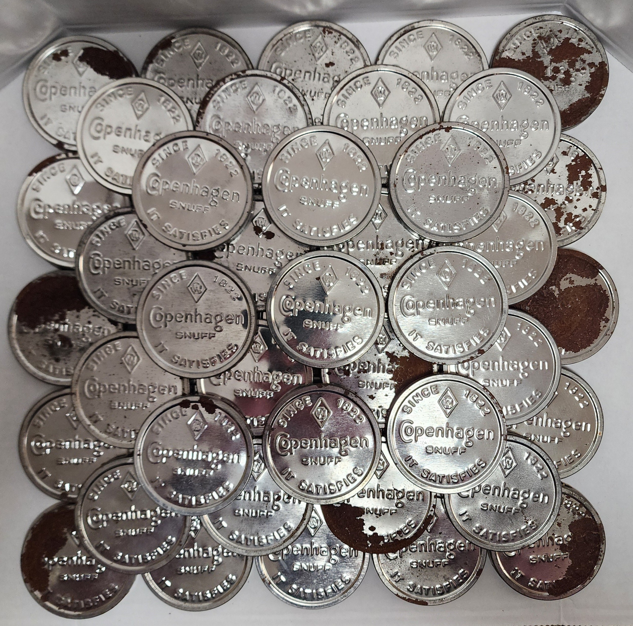 united states tobacco company lids 50 Copenhagen Snuff Lids 1980's
