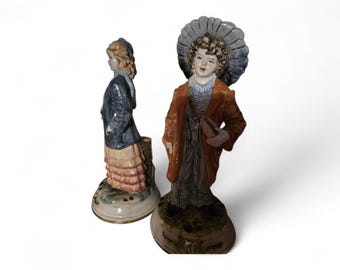 Vintage Capodimonte Figurine of an Old Man Feeding Dog, Tyche