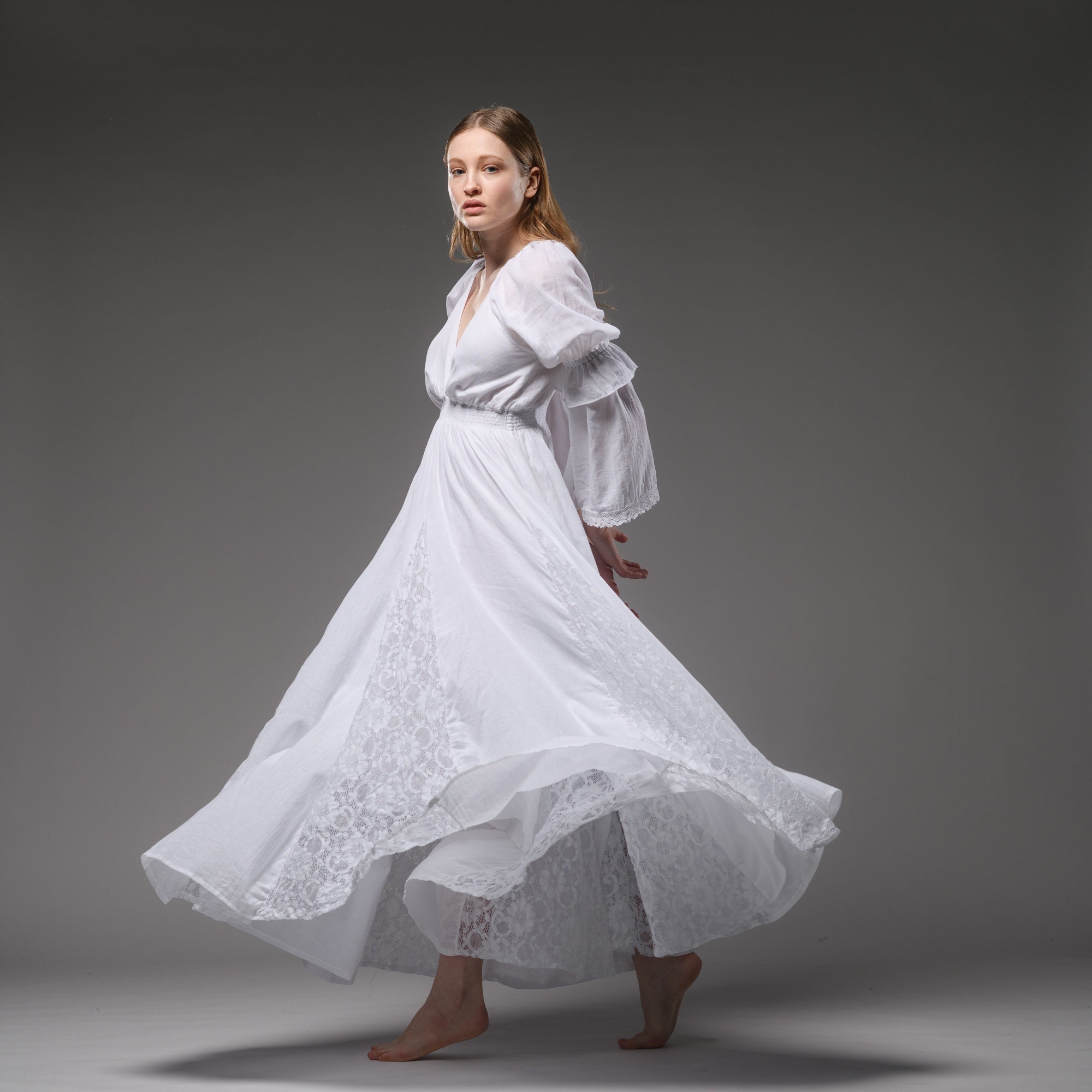 Cotton white store gown