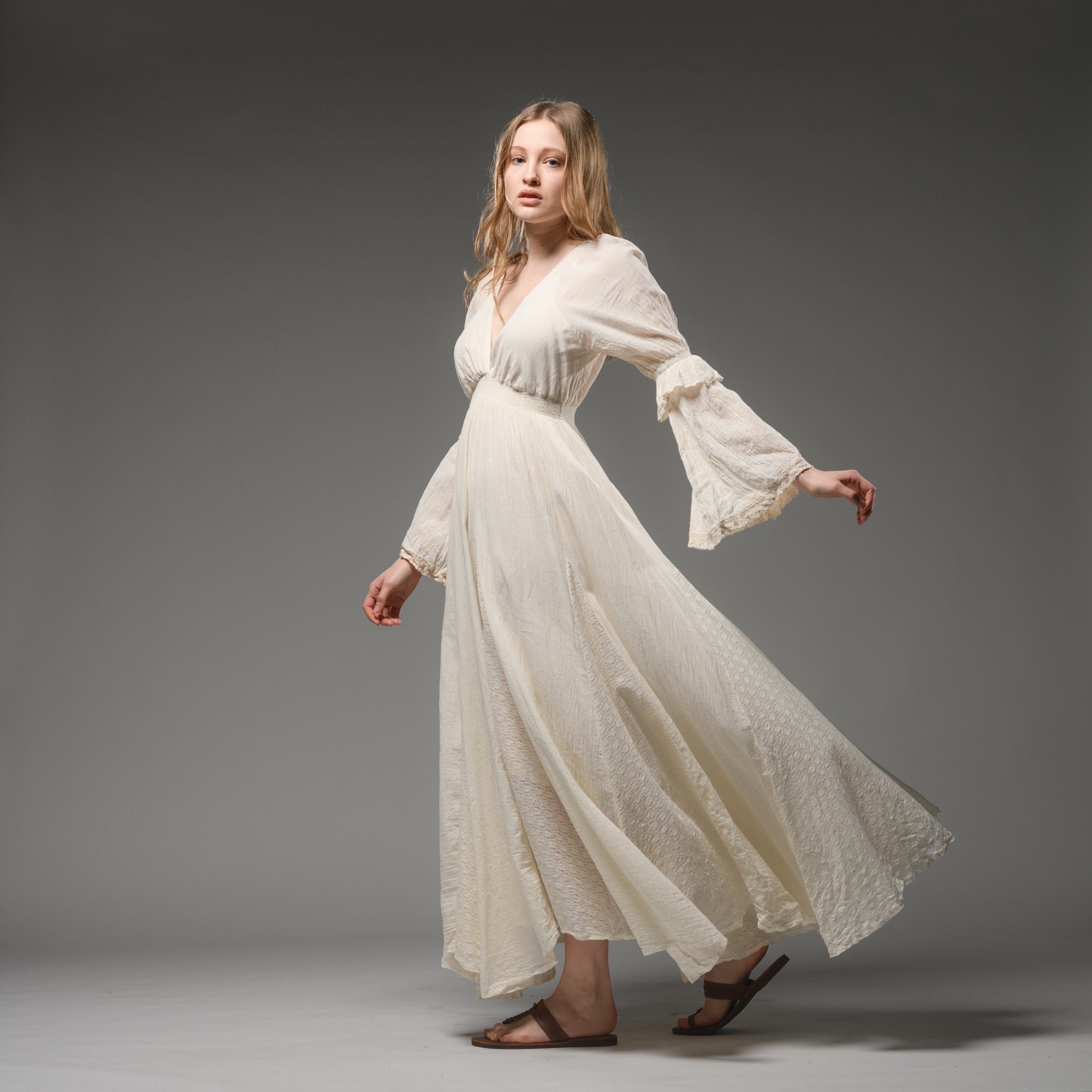 Bell Sleeve Wedding Dress - Etsy