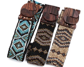 Handmade Glass Beads Belt | Native Design Belt | Stretched Easy Fit Belt | Bohemian Elastic Belt | Hippie Elegant Belt |  Gift for Woman