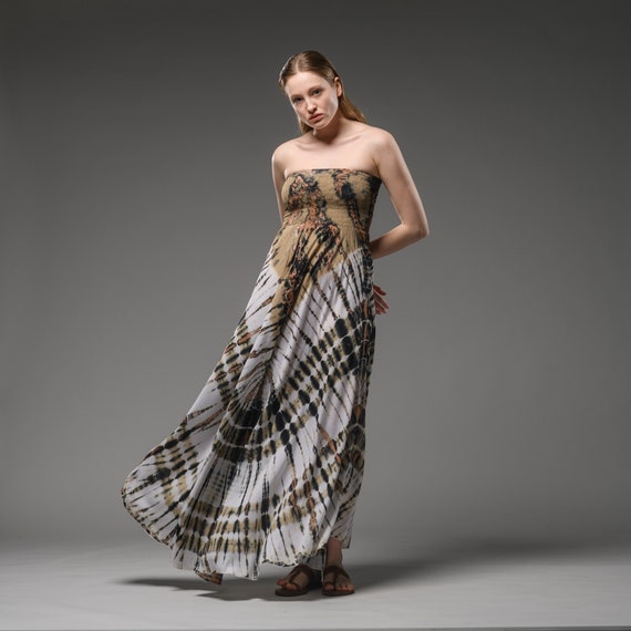 Smocked strapless sale maxi dress