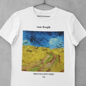 Vintage Art tee, Van Gogh painting, Artistic t shirt, Gift for artist, Impressionist, Van Gogh T-shirt, Wheatfield with Crows