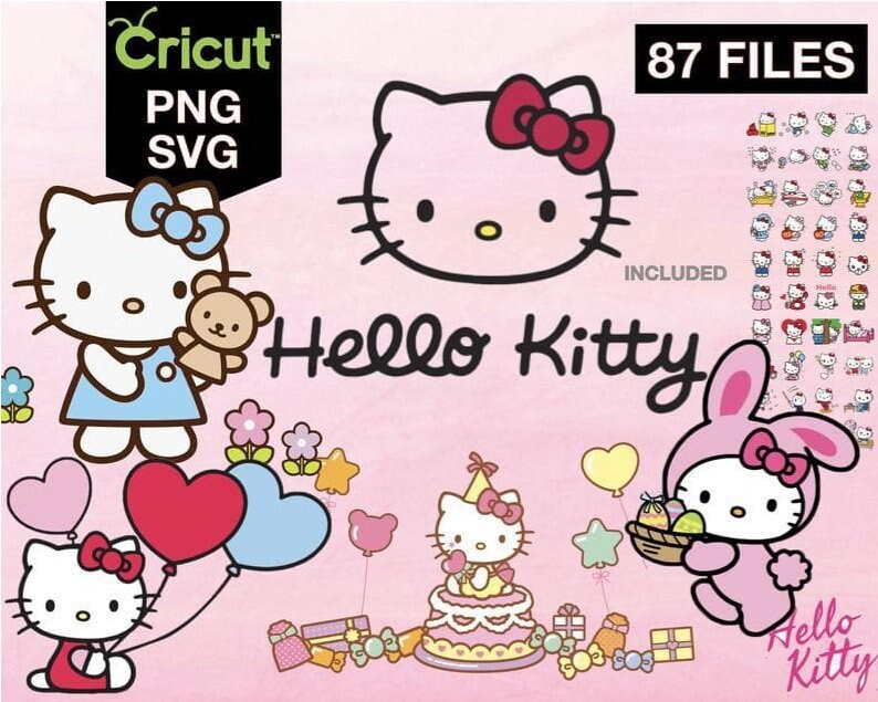 Hello Kitty Svg Bundle 100 Cut Files Hello Kitty Svg Png | Etsy