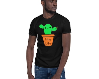 Rolig t-shirt, unisex, kramliv, kaktus-t-shirt, kortärmad unisex-t-shirt, herr/dam/pojkvänsmodell, gratis kramar