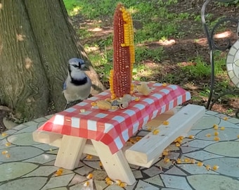 Squirrel & Critter Picnic Table with Tablecloth