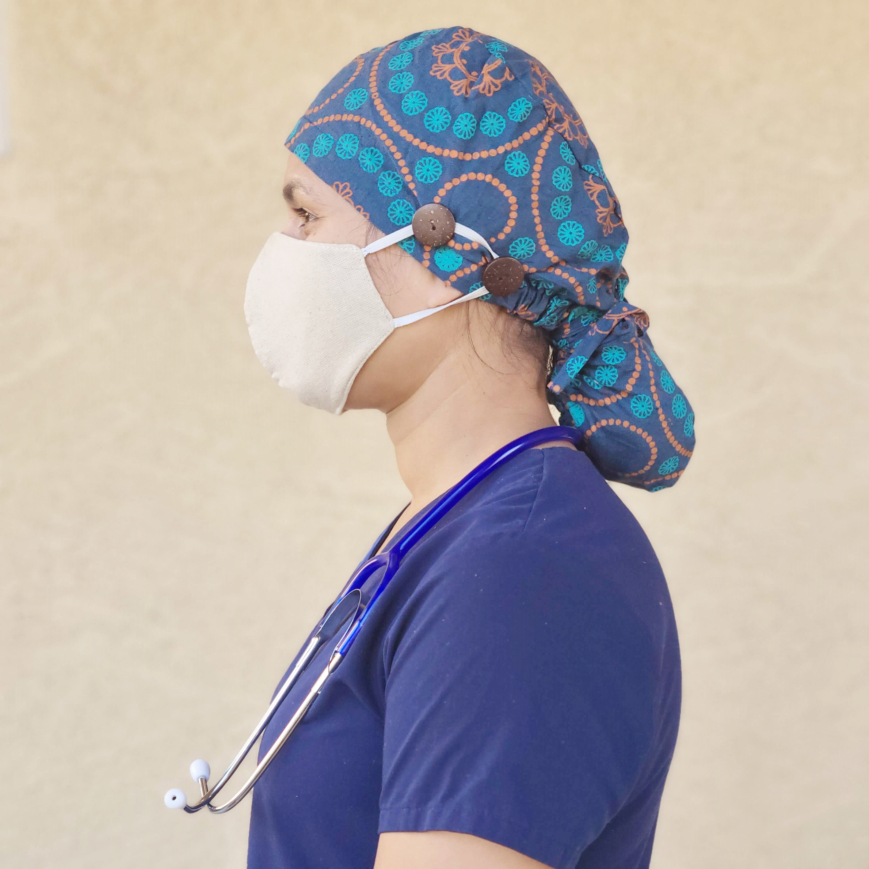 Organic Scrub Cap With Buttons Nurse Head Scrub Hemp Scrub Etsy UK