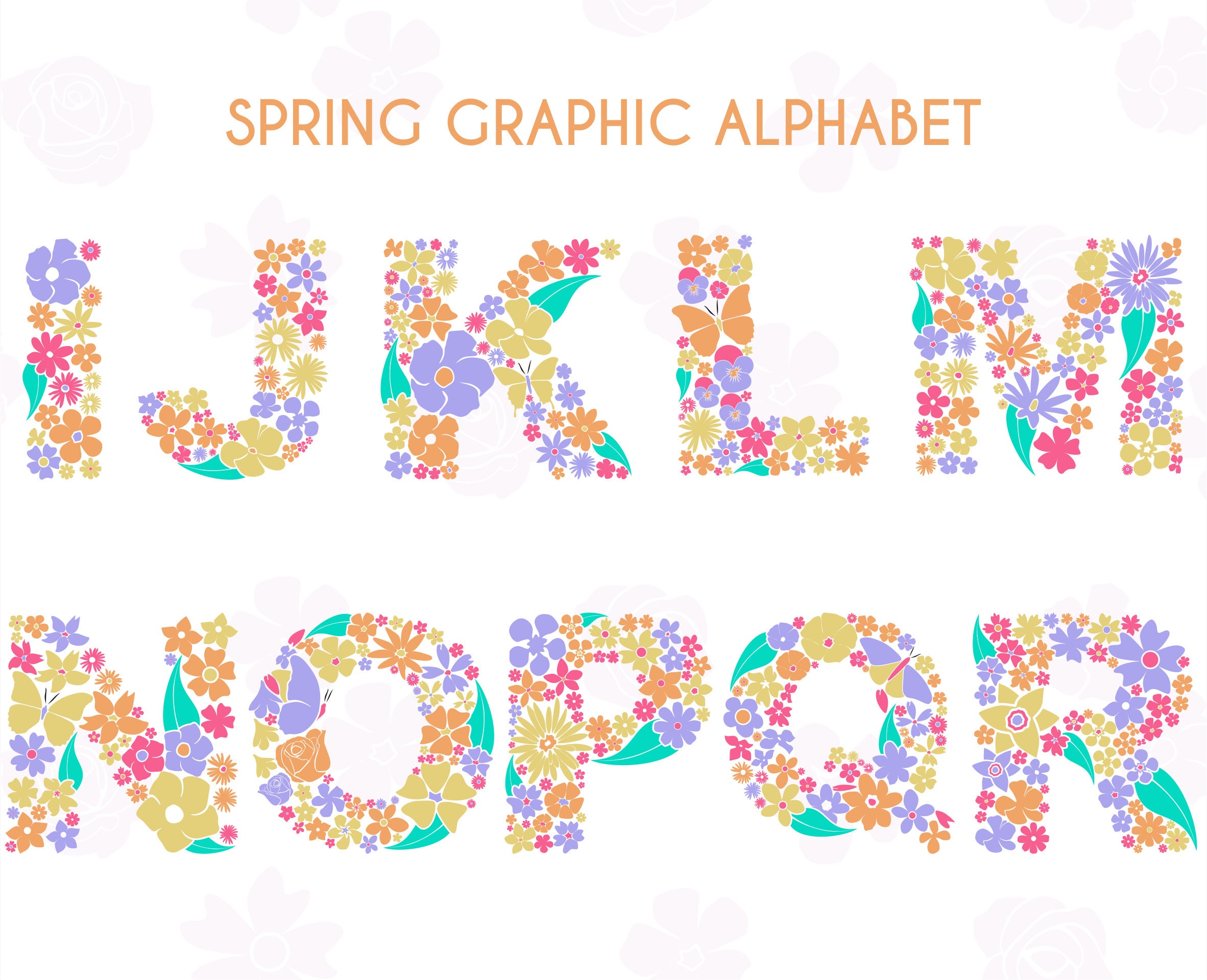 Spring Alphabet Letters Design. Flourishes Alphabet Letters Printables ...