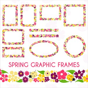 Decoração de moldura SVG colorida e fofa florescendo. Molduras digitais decoradas com fotos de flores de primavera. Molduras para fotos PNG festivas e florais.