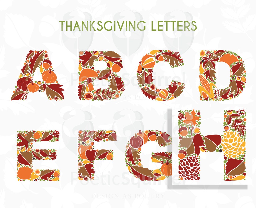 Thanksgiving Fall Letters PNG Clipart. Harvest Colorful ABC Alpha Set