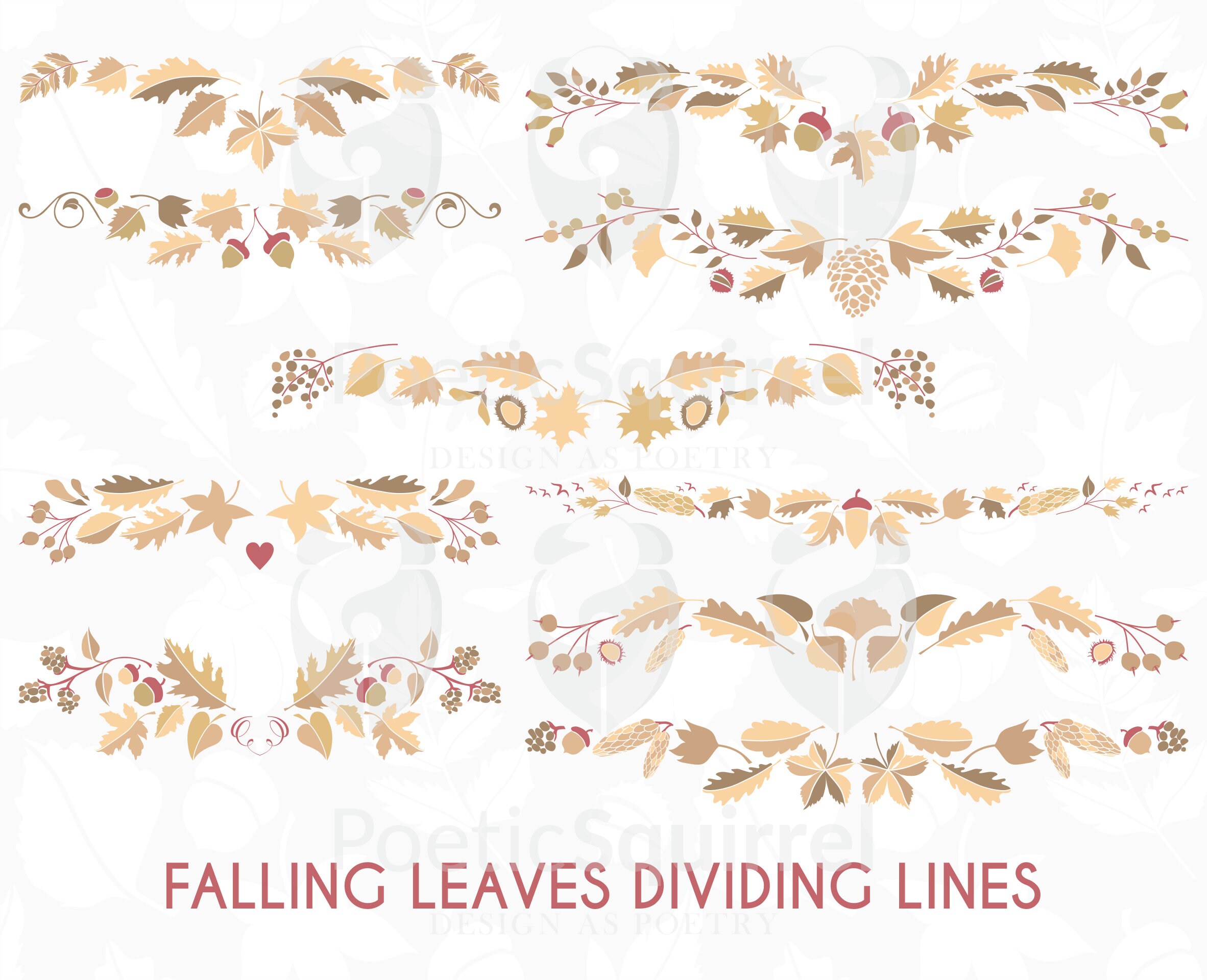 Brown Leaves Graphic Dividers Clipart. Fall Leaves SVG - Etsy