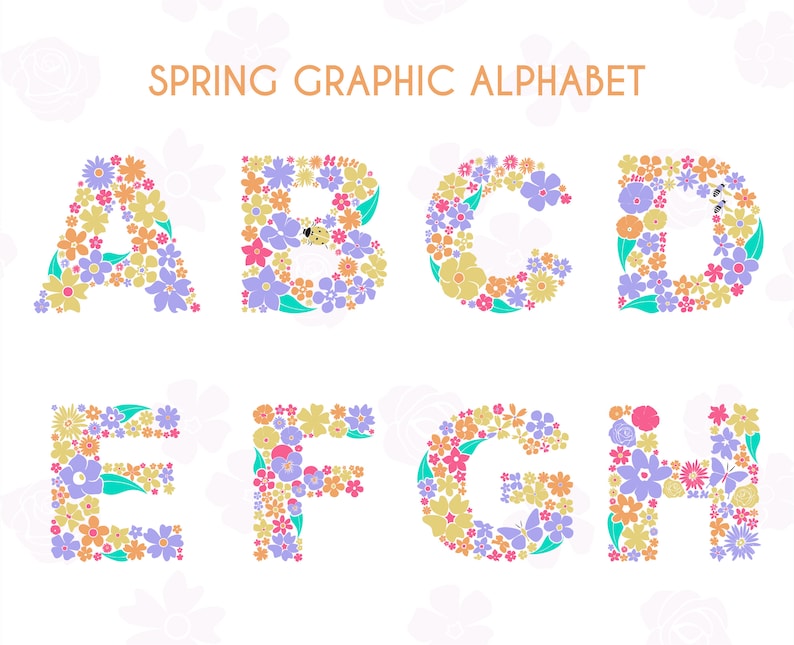 Spring Alphabet Letters Design. Flourishes Alphabet Letters Printables ...