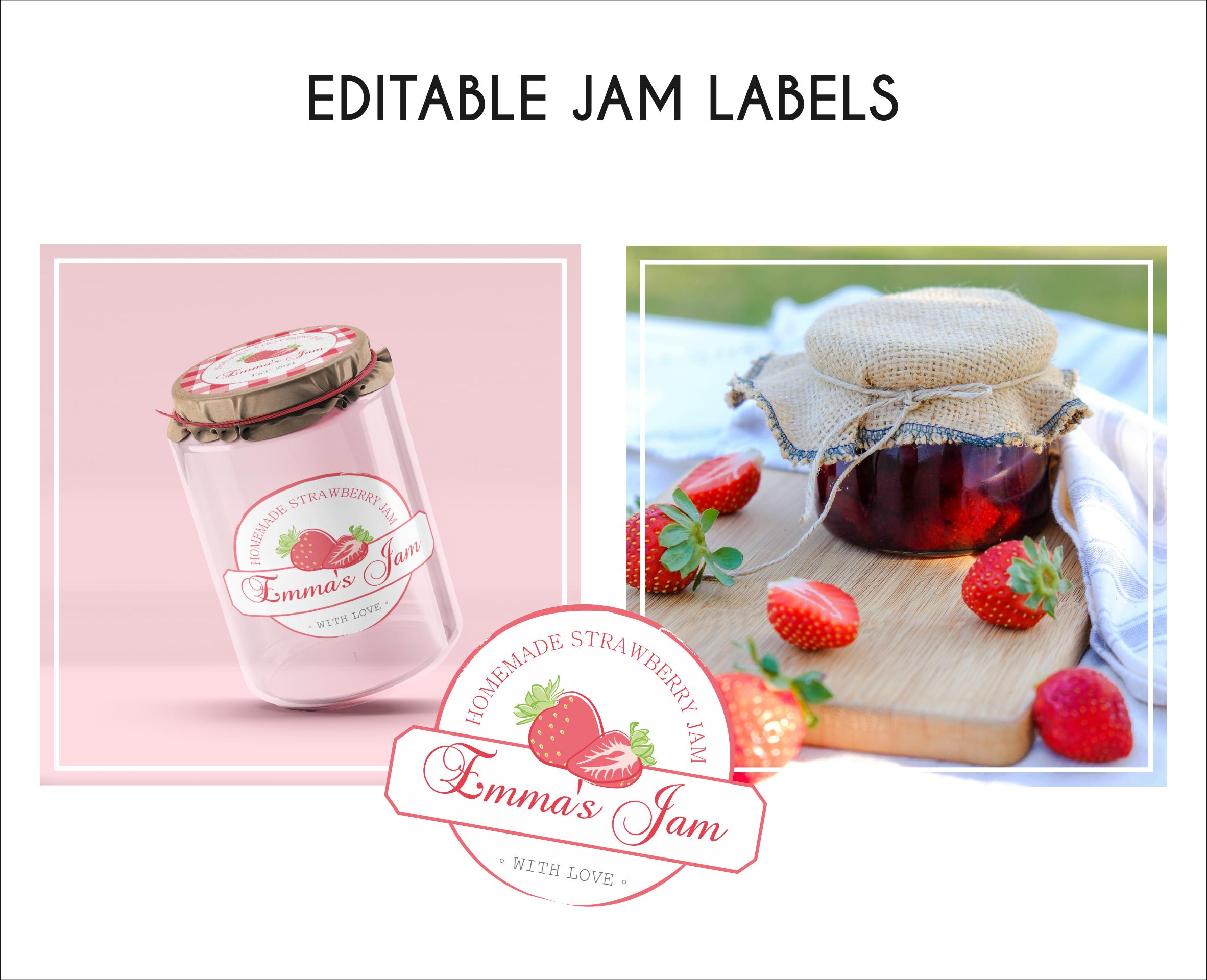 Personalized Homemade Jam Labels - Custom Strawberry Jam Stickers For Gifts & Business